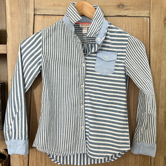 Old Navy Other - 💚BUY 3 for $15💚 💚Cat&Jack Girl's Size M Blue striped Cotton Button-Up Shirt 7/8